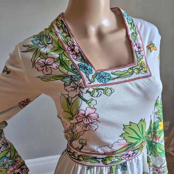 Vintage 70s Maurice Floral Maxi Length Dress Hippie Gown Signature Size M - Picture 10 of 16